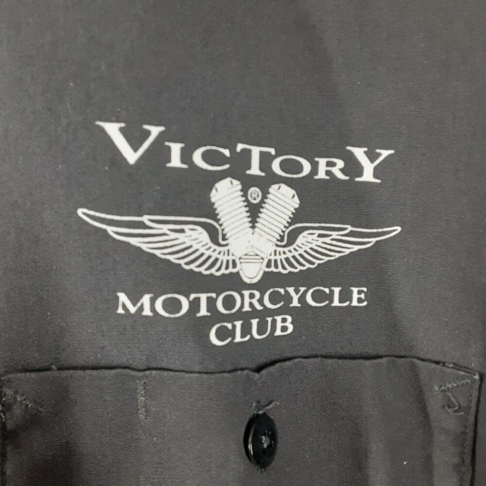 Dickies Adult Mens XL Motorcycle Club Rally Short Sleeve Button Up Shirt Gray - Picture 5 of 10